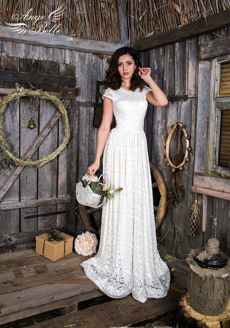 Свадебное платье Инесса. Силуэт Прямое. Цвет Белый / Молочный. Вид 2