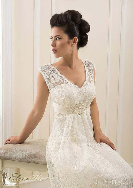 Свадебное платье С021. Силуэт Греческий, Прямое. Цвет Айвори / Капучино. Вид 2