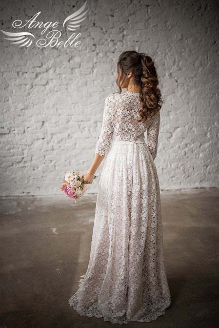 Свадебное платье Лекси. Силуэт Прямое. Цвет Айвори / Капучино, оттенки Розового. Вид 2