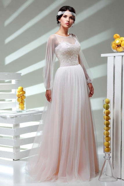 Свадебное платье Василиса. Силуэт Прямое. Цвет Белый / Молочный, Пепельный / Металлик, Персик / Оранжевый, оттенки Розового, Голубой / Синий, Лавандовый / Фиолетовый, оттенки Зеленого. Вид 4