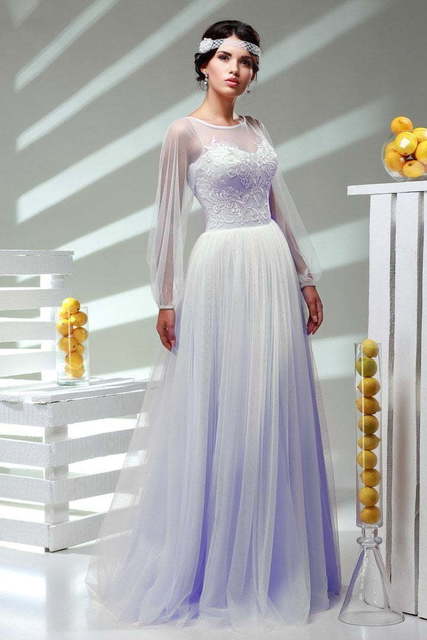 Свадебное платье Василиса. Силуэт Прямое. Цвет Белый / Молочный, Пепельный / Металлик, Персик / Оранжевый, оттенки Розового, Голубой / Синий, Лавандовый / Фиолетовый, оттенки Зеленого. Вид 5