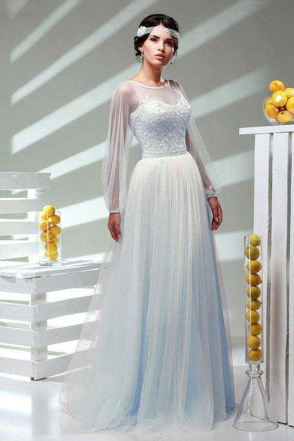 Свадебное платье Василиса. Силуэт Прямое. Цвет Белый / Молочный, Пепельный / Металлик, Персик / Оранжевый, оттенки Розового, Голубой / Синий, Лавандовый / Фиолетовый, оттенки Зеленого. Вид 7