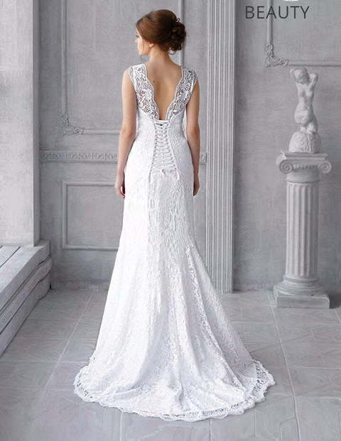 Свадебное платье Лиза. Силуэт Рыбка, Прямое. Цвет Белый / Молочный. Вид 2