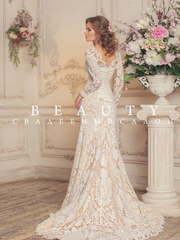 Свадебное платье Зарина. Силуэт Прямое, Рыбка. Цвет Айвори / Капучино. Вид 2