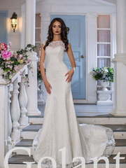 Свадебное платье Элигант. Силуэт Прямое, Рыбка. Цвет Белый / Молочный. Вид 1