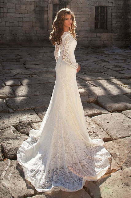 Свадебное платье Блэк. Силуэт Рыбка, Прямое. Цвет Белый / Молочный. Вид 2