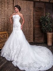 Свадебное платье Жардин. Силуэт Рыбка. Цвет Белый / Молочный. Вид 1