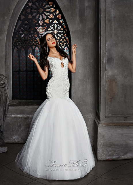 Свадебное платье Валентайн. Силуэт Рыбка. Цвет Белый / Молочный. Вид 2