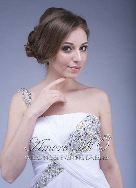 Свадебное платье 0122. Силуэт Прямое. Цвет Белый / Молочный. Вид 3