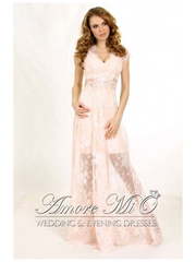 Свадебное платье 0761. Силуэт Прямое. Цвет Белый / Молочный, оттенки Розового. Вид 1