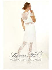 Свадебное платье 0761. Силуэт Прямое. Цвет Белый / Молочный, оттенки Розового. Вид 2