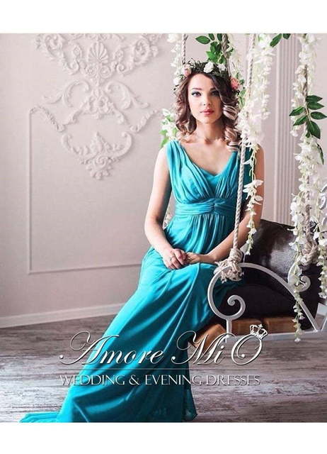 Свадебное платье 1157. Силуэт Прямое. Цвет Белый / Молочный, Тиффани, Голубой / Синий. Вид 5