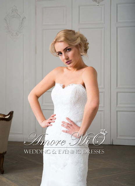 Свадебное платье Бьянка. Силуэт Рыбка. Цвет Белый / Молочный. Вид 3