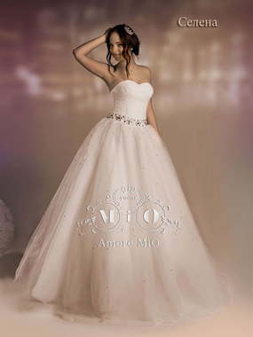 Свадебное платье Селена. Силуэт Пышное. Цвет Айвори / Капучино, оттенки Розового. Вид 1