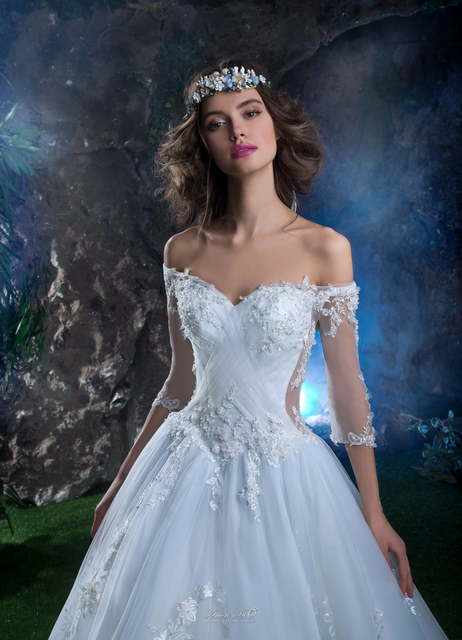 Свадебное платье 869. Силуэт Пышное. Цвет Голубой / Синий. Вид 3