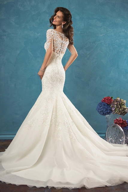 Свадебное платье Alina. Силуэт Рыбка. Цвет Айвори / Капучино, Белый / Молочный. Вид 2