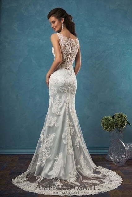 Свадебное платье Damiana. Силуэт Прямое. Цвет Белый / Молочный. Вид 2