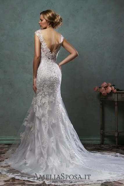 Свадебное платье Alba. Силуэт Рыбка, Прямое. Цвет Айвори / Капучино, Белый / Молочный. Вид 2