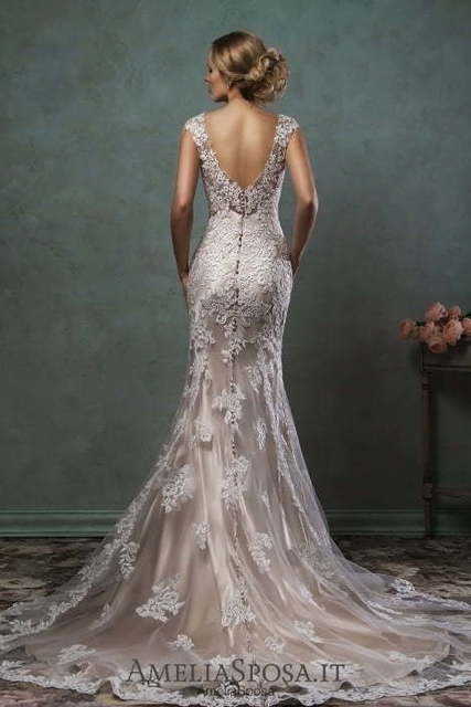 Свадебное платье Alba. Силуэт Рыбка, Прямое. Цвет Айвори / Капучино, Белый / Молочный. Вид 4