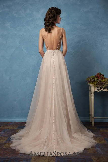 Свадебное платье Carla. Силуэт Прямое. Цвет Айвори / Капучино, Персик / Оранжевый. Вид 2