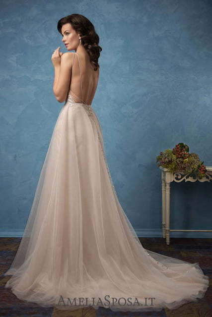 Свадебное платье Carla. Силуэт Прямое. Цвет Айвори / Капучино, Персик / Оранжевый. Вид 4