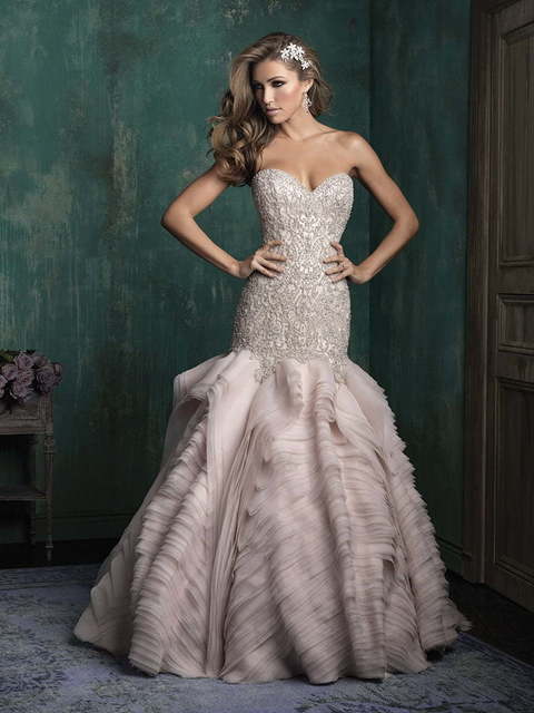 Свадебное платье C346. Силуэт Рыбка. Цвет оттенки Розового. Вид 1