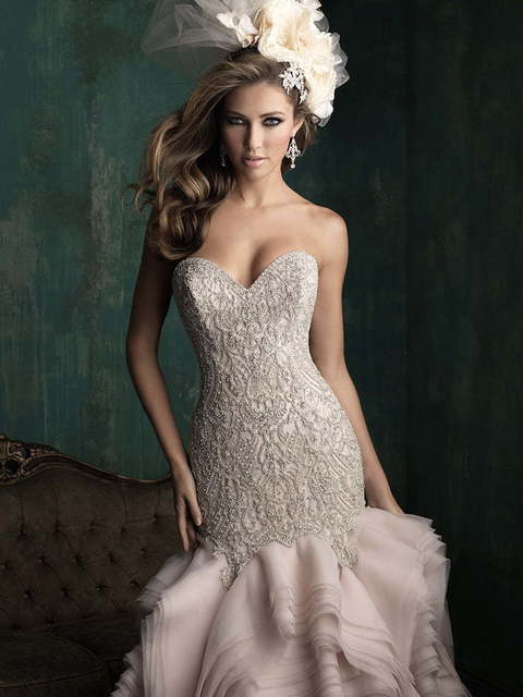 Свадебное платье C346. Силуэт Рыбка. Цвет оттенки Розового. Вид 4