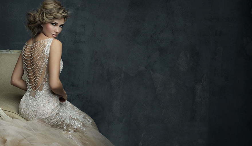 Свадебное платье C388. Силуэт Рыбка. Цвет Айвори / Капучино, Персик / Оранжевый. Вид 3