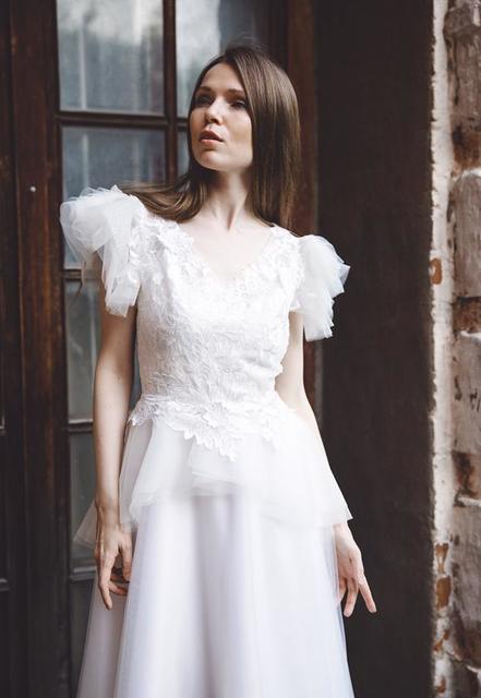 Свадебное платье Амели. Силуэт Прямое. Цвет Белый / Молочный. Вид 1