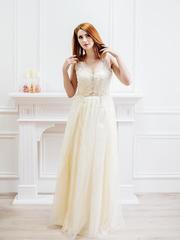 Свадебное платье Элен. Силуэт Прямое. Цвет Айвори / Капучино, Персик / Оранжевый. Вид 1