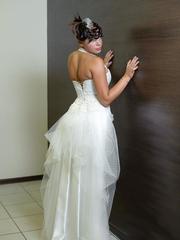 Свадебное платье Арт. 074. Силуэт Прямое. Цвет Айвори / Капучино. Вид 2