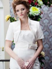 Свадебное платье Арт. 107. Силуэт Прямое. Цвет Белый / Молочный, Айвори / Капучино. Вид 1