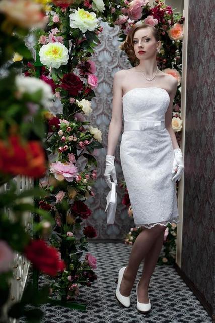 Свадебное платье Арт. 126. Силуэт Прямое. Цвет Белый / Молочный. Вид 1