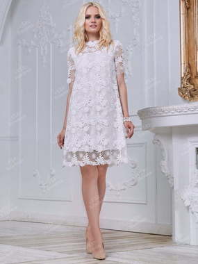 Свадебное платье TB022. Силуэт Прямое. Цвет Белый / Молочный. Вид 1
