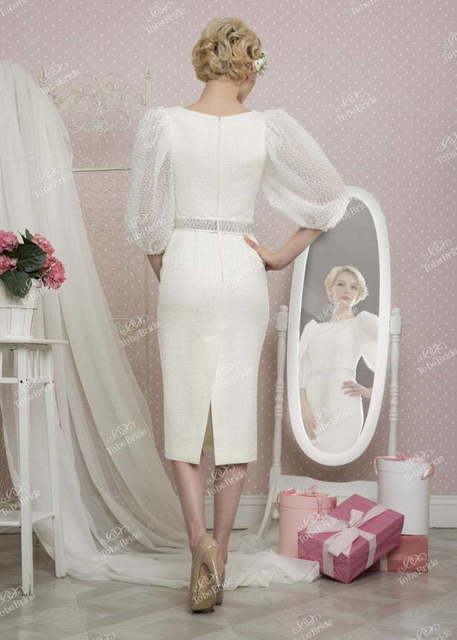 Свадебное платье TB031. Силуэт Прямое. Цвет Белый / Молочный. Вид 2