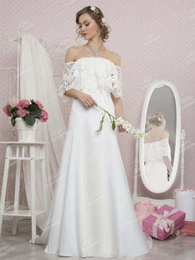 Свадебное платье TB041. Силуэт Прямое. Цвет Белый / Молочный. Вид 1