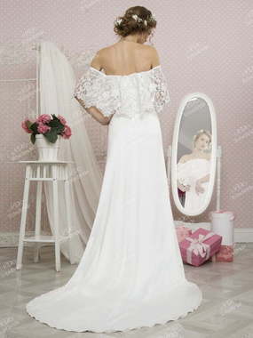 Свадебное платье TB041. Силуэт Прямое. Цвет Белый / Молочный. Вид 2