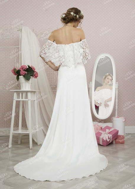 Свадебное платье TB041. Силуэт Прямое. Цвет Белый / Молочный. Вид 2