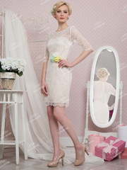 Свадебное платье NN040. Силуэт Прямое. Цвет Айвори / Капучино. Вид 1