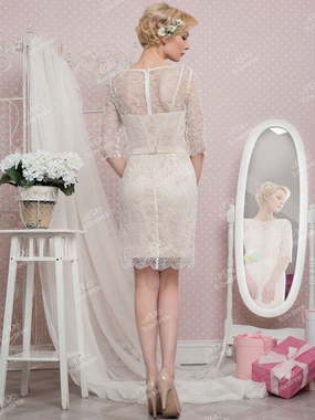 Свадебное платье NN040. Силуэт Прямое. Цвет Айвори / Капучино. Вид 2