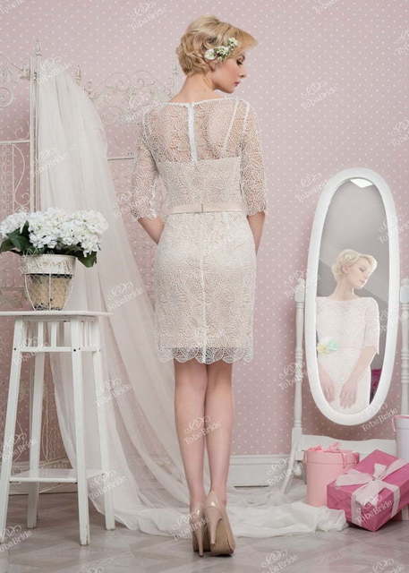 Свадебное платье NN040. Силуэт Прямое. Цвет Айвори / Капучино. Вид 2