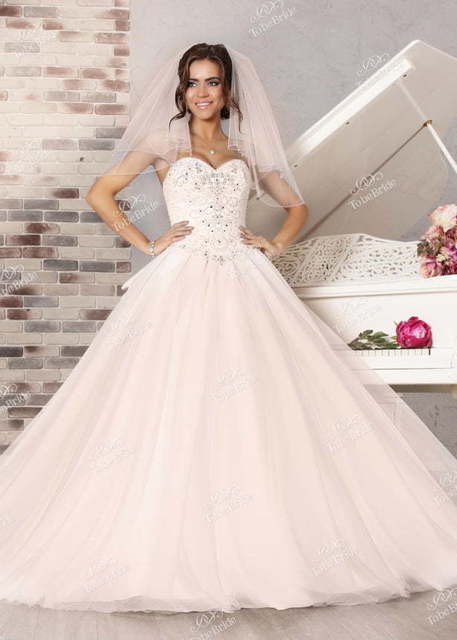 Свадебное платье MJ164. Силуэт Пышное. Цвет оттенки Розового. Вид 1