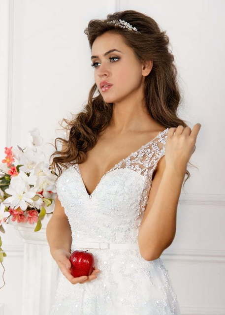 Свадебное платье CH001. Силуэт Прямое. Цвет Белый / Молочный. Вид 3