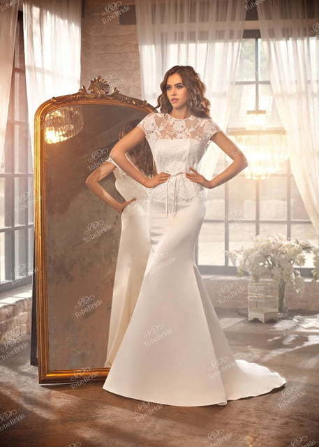 Свадебное платье AZ001. Силуэт Рыбка. Цвет Белый / Молочный. Вид 3