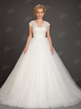 Свадебное платье IK005Y1. Силуэт Пышное. Цвет Белый / Молочный. Вид 1