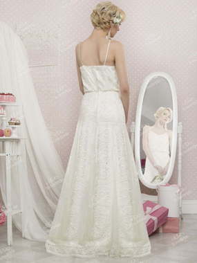 Свадебное платье TB056. Силуэт Прямое. Цвет Белый / Молочный. Вид 2