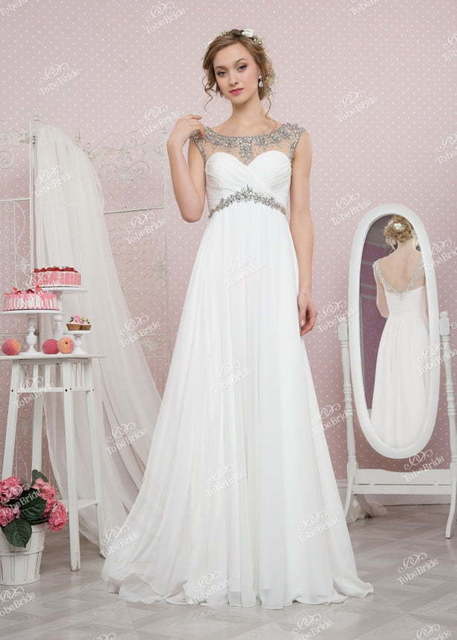 Свадебное платье MC0109B. Силуэт Прямое, Греческий. Цвет Белый / Молочный. Вид 1