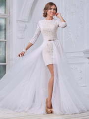 Свадебное платье MC076. Силуэт Прямое. Цвет Белый / Молочный, Айвори / Капучино. Вид 1