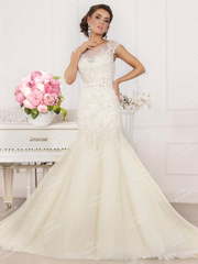 Свадебное платье MJ165. Силуэт Рыбка. Цвет Айвори / Капучино. Вид 1