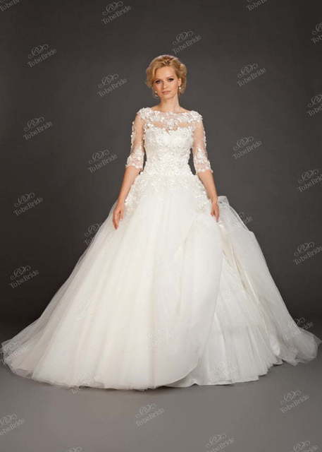 Свадебное платье AZ003. Силуэт Пышное. Цвет Белый / Молочный. Вид 3